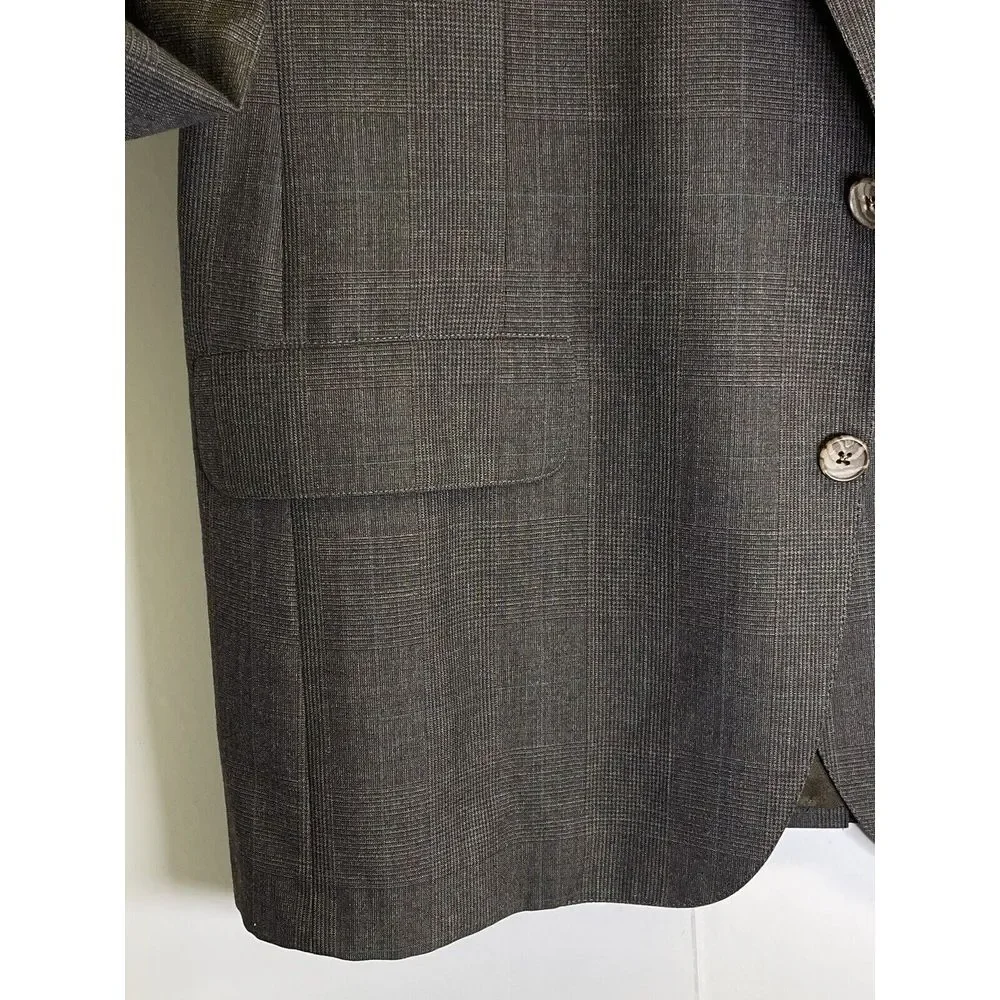 Meeting Street Men's 42R Gray & Black Glen Plaid Blazer Sport Coat Made‎ In USA